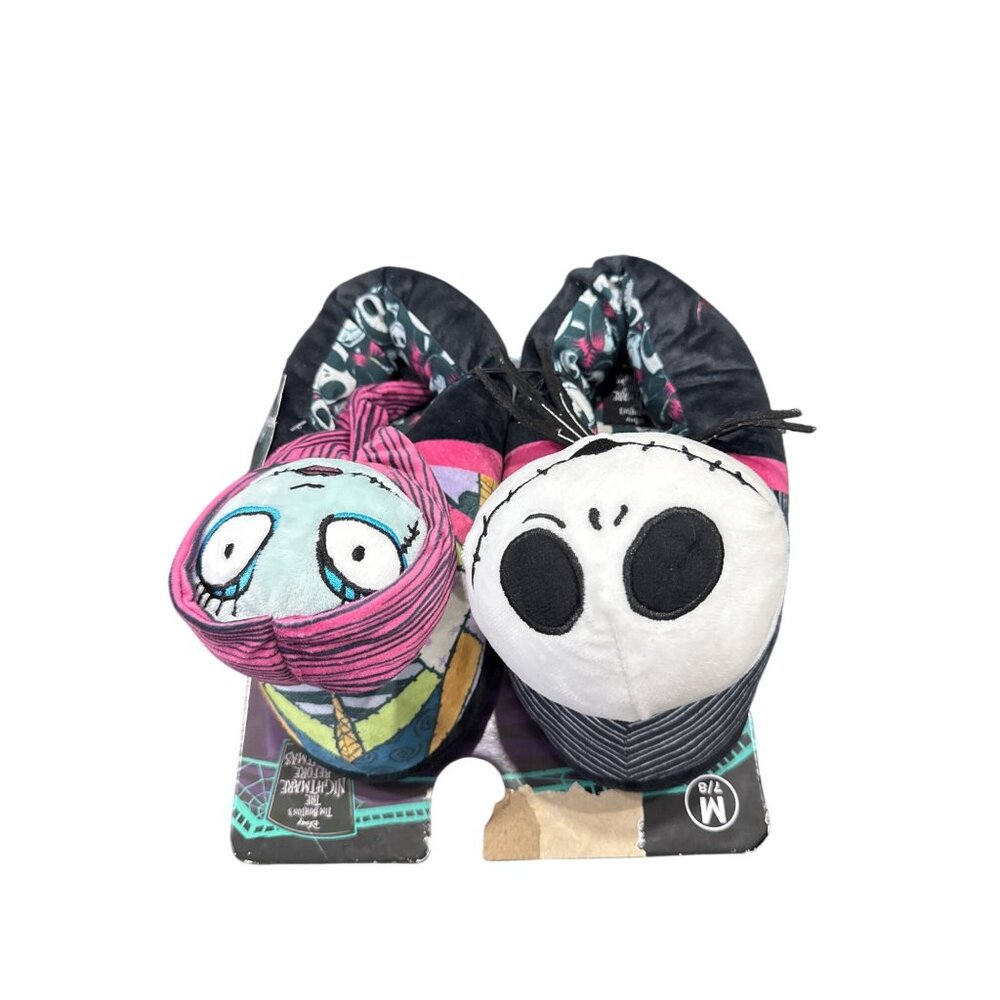 Disney The Nightmare Before Christmas Jack & Sally Plush Slippers 7/8M - Picture 2 of 10